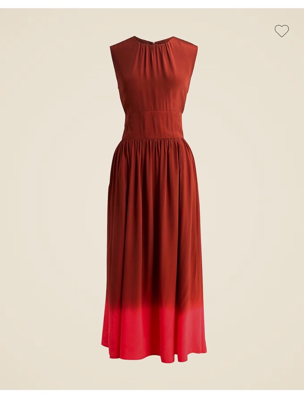 J.Crew Cinched Waist Midi Dress Ombré Rust Red Size 8 NWT